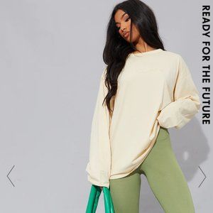 COTTON SAND OVERSIZED LONG SLEEVE T-SHIRT